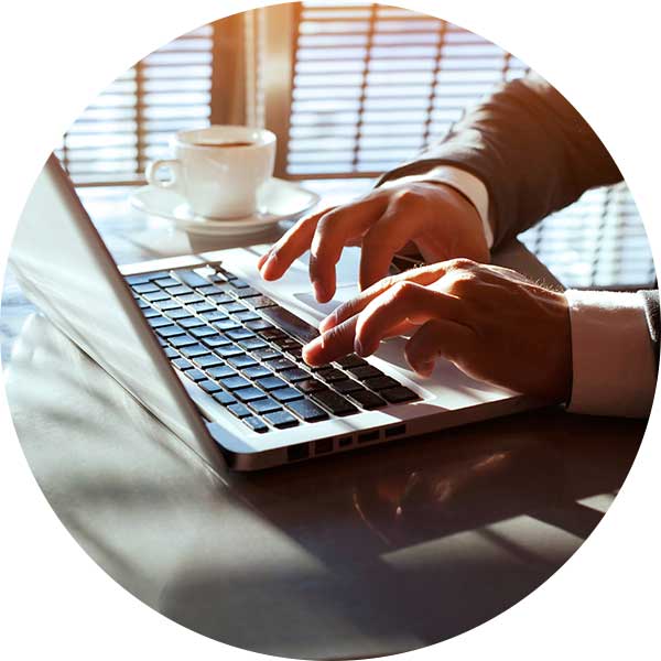 Business professional working on laptop